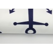 Cotton 100% decorative, large navy anchors on a white background 220g/m2