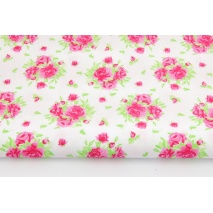 Cotton 100% bunch of roses on a white background