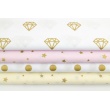 Cotton 100% gold dots 15mm on a white background