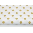 Cotton 100% gold dots 15mm on a white background