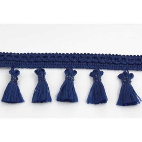 Ribbon with fringes navy blue 5cm