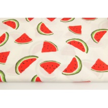 Cotton 100% painted watermelons on a cream background