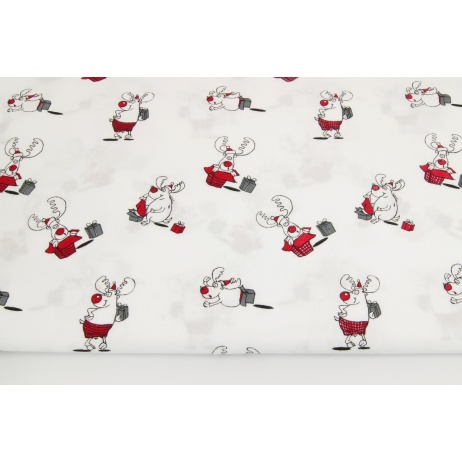 Cotton 100% happy reindeers on a white background