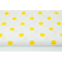 Cotton 100% yellow polka dots 17mm on a white background