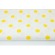 Cotton 100% yellow polka dots 17mm on a white background