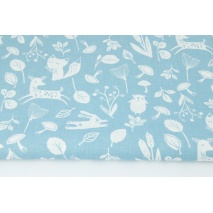 Cotton 100% little forest animals on a blue background