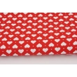 Cotton 100% white hearts on a red background