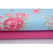 HOME DECOR pink flowers on blue background
