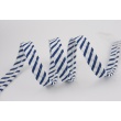 Cotton edging ribbon white-navy blue stripes