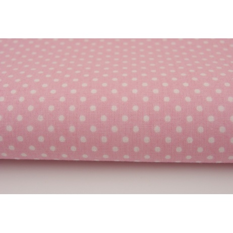 Cotton 100% white 2mm polka dots on a pink background