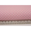 Cotton 100% white 2mm polka dots on a pink background