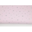 Cotton 100% silver stars on a pink background