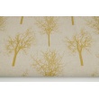 Decorative fabric, mustard trees on a linen background 187g/m2