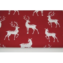 Cotton 100% whitetail deer on a burgundy background