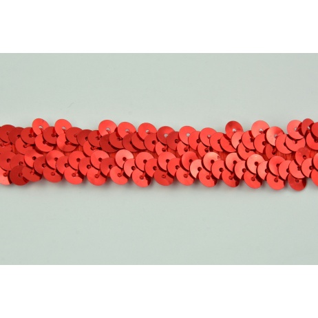 Sequin ribbon red 20mm, elastic