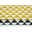 Tkanina dekoracyjna, musztardowe trójkąty RZ 160g/m2