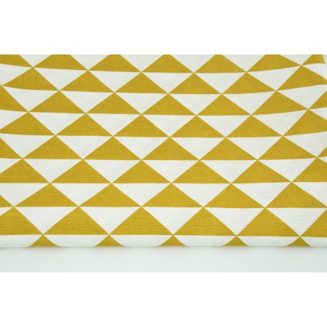 Decorative fabric, mustard triangles in row 160g/m2