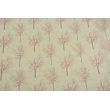 Decorative fabric, dark pink trees on a linen background 187g/m2