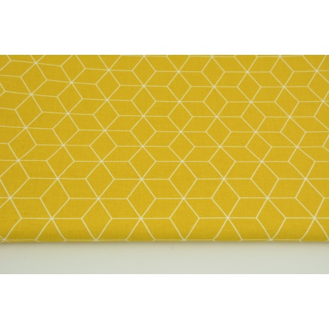 Cotton 100% white cubes on a mustard background