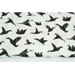Bawełna 100% ptaszki origami czarne na białym tle