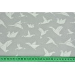 Cotton 100% white origami birds on a light gray background