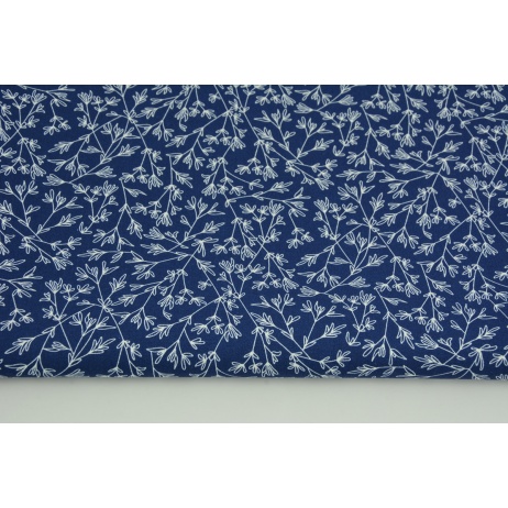Bawełna 100% drobne gałązki na granatowym tle