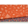 Cotton 100% twigs, leaves, ferns on an orange background