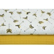 Cotton 100% painted mustard-black arrows on a white dotted background