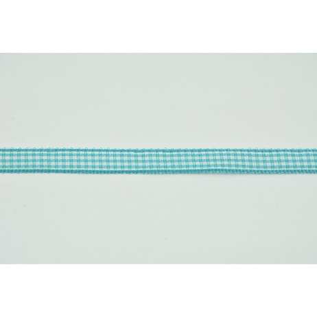 Ribbon turquoise cheerful check No 2 10mm x 10m