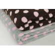 Polar fleece double sided pink dots on a brown background