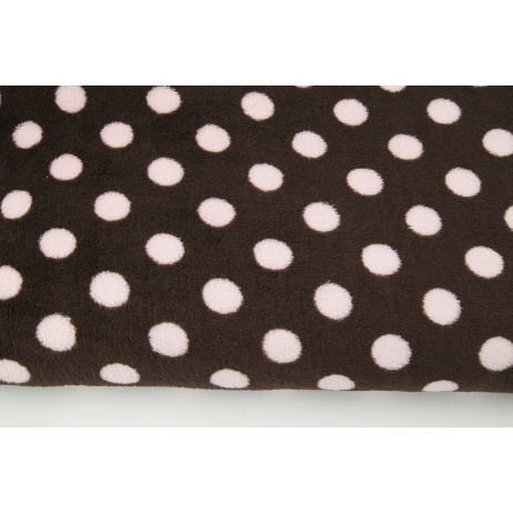 Polar fleece double sided pink dots on a brown background