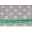 Polar fleece double sided pink dots on a light gray background