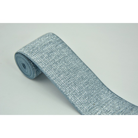 Rubber with lurex 40mm blue-gray with silver thread