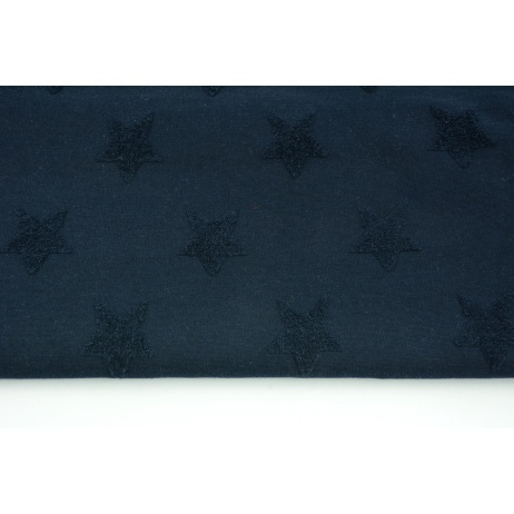 Knitted fabric with fluffy stars, dark navy