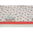 Cotton 100% bunnies among red roses on a white background R
