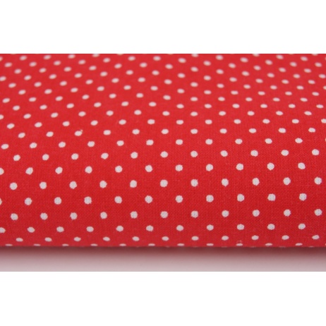 Cotton 100% white 2mm polka dots on a red background
