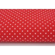 Cotton 100% white 2mm polka dots on a red background