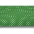 Cotton 100% white 2mm polka dots on a dark green background