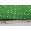 Cotton 100% white 2mm polka dots on a dark green background