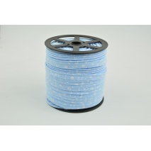 Cotton edging ribbon, white meadow on a blue background