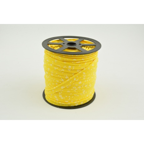 Cotton edging ribbon, white meadow on a yellow background