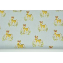 Cotton 100% deers on a gray background