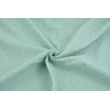 Double gauze 100% cotton golden mini dots on a powder mint background