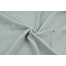 Double gauze 100% cotton golden mini dots on a light gray background