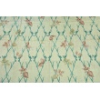 Decorative fabric, turquoise branches on a linen background 195g/m2