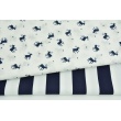 Cotton 100% small navy reindeers on a white background, poplin