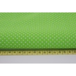 Cotton 100% white 2mm polka dots on a green background