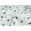 Cotton 100% small navy reindeers on a white background, poplin