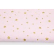 Cotton 100% gold stars on a light pink background