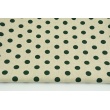 Decorative fabric, dark green dots 12mm on a linen background 200g/m2
